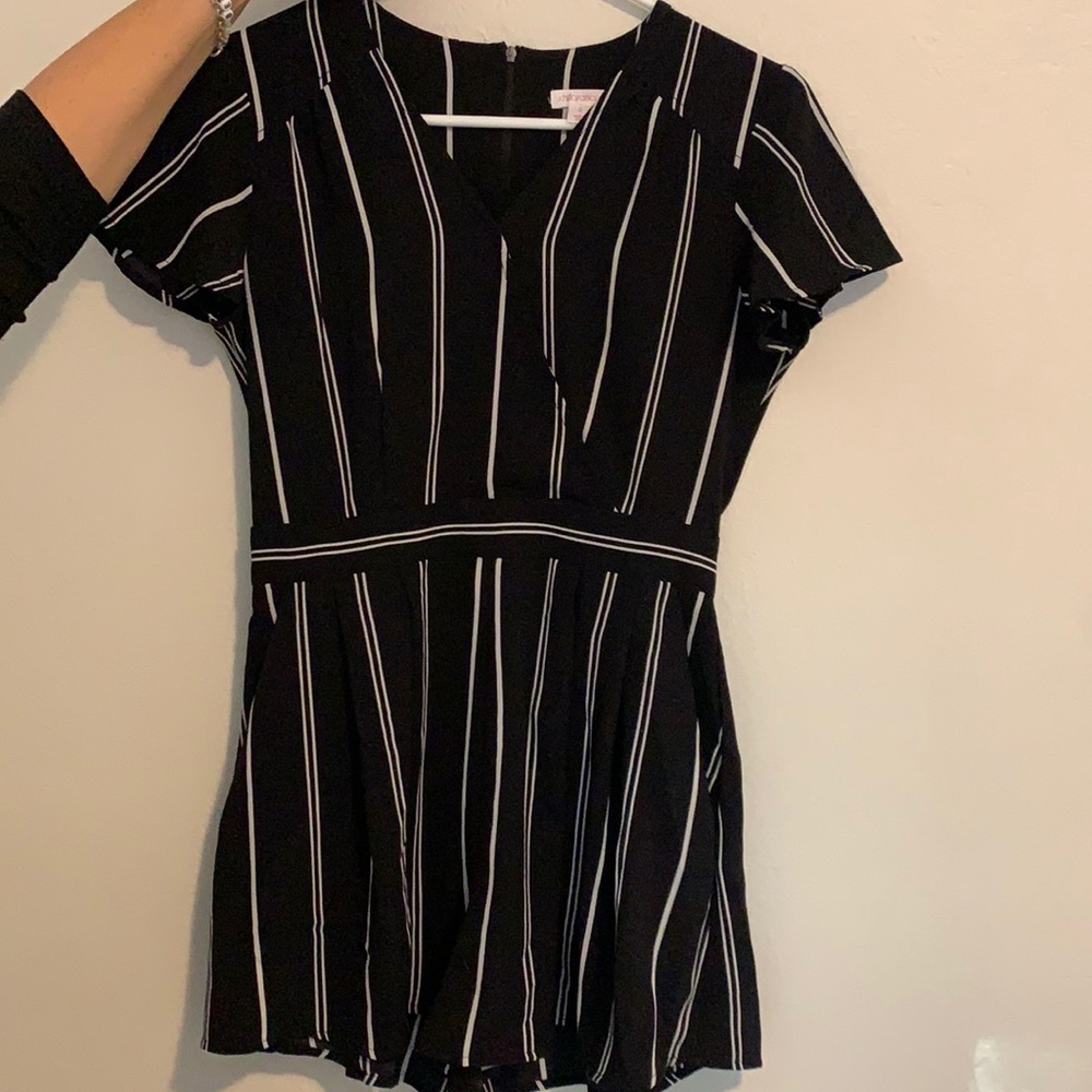 Black and White Stripped Target Romper